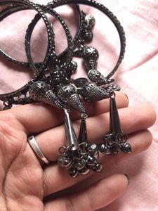 Gunmetal Woven Bangle Set