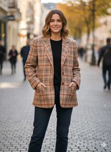 Plaid Cotton Blend Koren Coat.