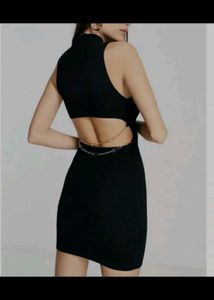 BERSHKA Black w gold chains Bodycon Mini Dress