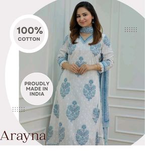 Elegant Blue Printed Kurta Set