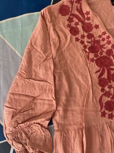 Peach Embroidered Top