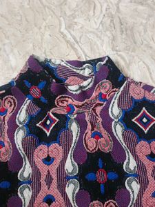 Patterned Mock Neck Top