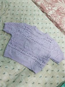 Lilac crochet Knit Crop top