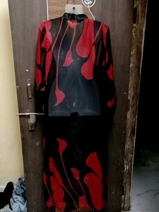 Red &amp; Black Kimono Style Coat