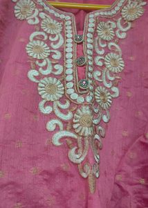Pink Embroidered Indian Kurti