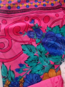 Pink Floral Print  - new Saree