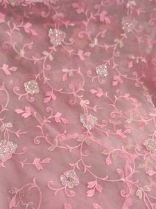 Pink Embroidered Saree Fabric