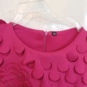 Pink Cut work Flower Dress - western formal style