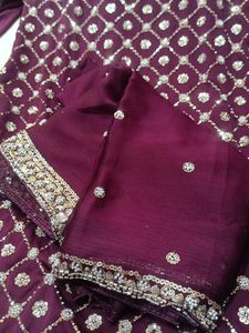Maroon Embellished Kurta Set