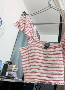 Striped Ruffle Crop Top