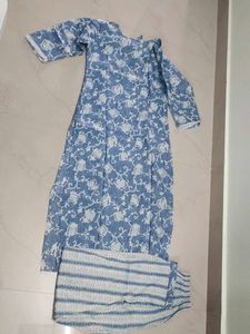 Blue Printed Kurta Set