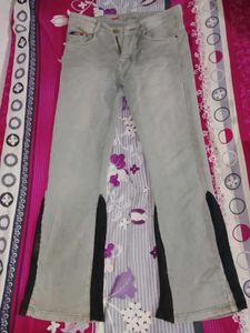Gray Jeans with Black Side Splits