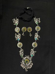 Peacock Inspired Necklace & Earring Set