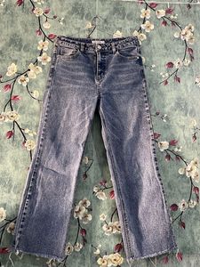Distressed Wide Leg Denim Jeans