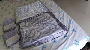 Jaipur Floral Quilted Bedspread - Lavender &amp; Cream
