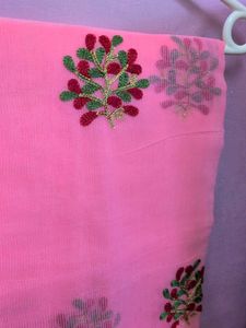 Pink Embroidered Saree