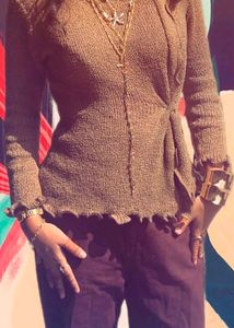 Brown Knit Long Sleeve Top