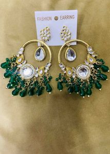 Emerald Green Kundan Earrings
