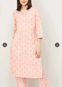 Elegant Peach Printed Kurta by Lifestyle