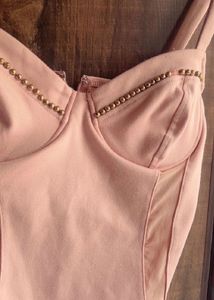 Elegant Peach Bodycon Corset Dress