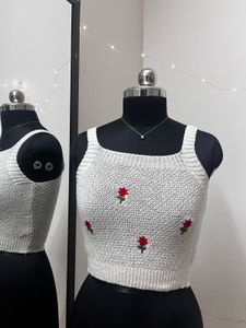 White Flower Embroidered Top