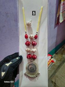 Coral Bead Women Necklace &amp; Earring Set