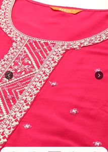 Libas Women Floral Yoke Design Kurta with Trousers