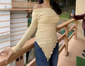 Cute Assymetrical Long Sleeve Top