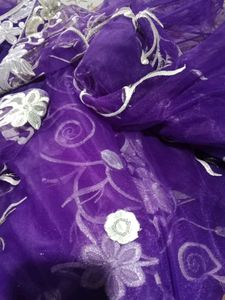 Purple Embroidered Dupatta