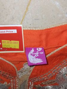 Kurti Point Orange Embellished Kurta