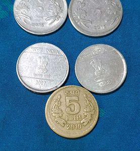 Shifting Error Coins 7 Piece - 2, 5 Rupees