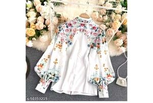🤍 Floral Print Button-Down Shirt✨