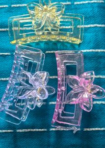 Flower Hair Claw Clips - Set of 3