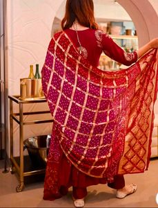 Aachho Maroon Angrakha Suit Set XL