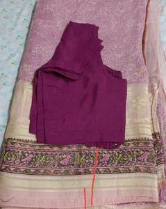 Pure Kota Pink Saree &amp; Blouse