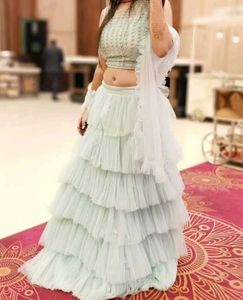 Powder Blue Ruffled Lehenga