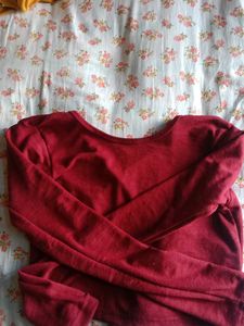 Red Long Sleeve Crop Top