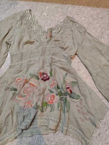 Fairy Embroidered Bell Sleeve Asym Bottom Top