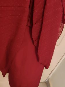 Red Pleated Midi Dress