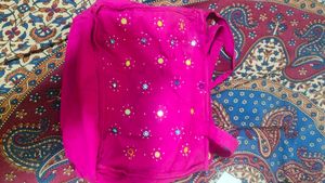 Pink Embroidered Tote Bag