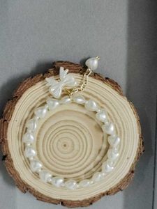 Heart Pearl Bracelet with Bow