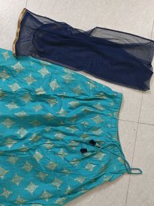 Teal &amp; Gold Print Skirt Set