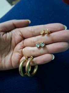 Gold Hoop &amp; Stud Earring Set