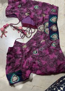 Beautiful Saree With Net At The Bottom And Blouse