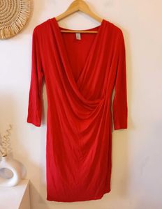 H&M Red Deep V Dress