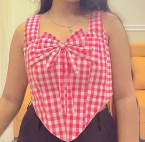 hand stitch Corset Top with Bow