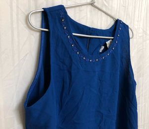 Blue Sleevless Top