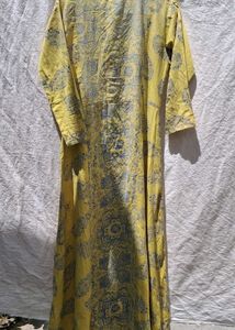 Vintage Yellow Printed Maxi Dress
