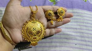 Gold Pendant and Earring Set