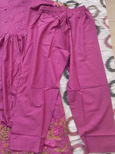 Elegant Rose Embroidered Anarkali Kurta Set with D